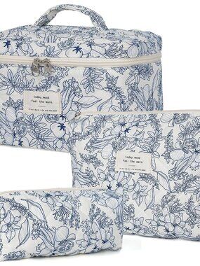 Makeup Bag,Quilted Cosmetic Bags for Women